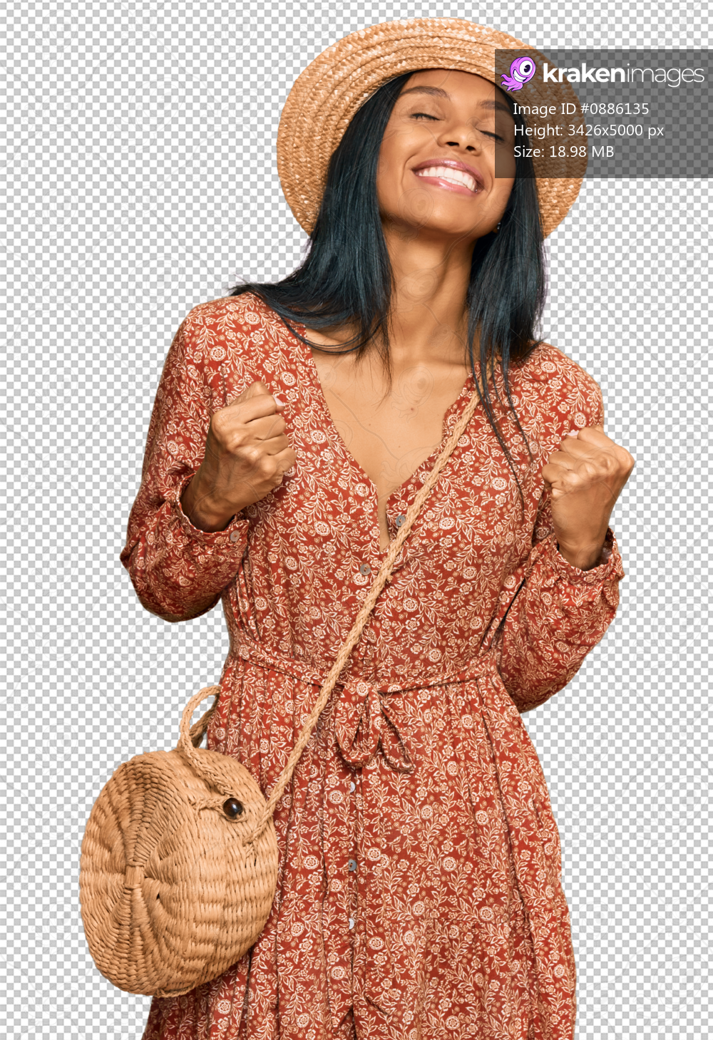 Young african american woman wearing summer hat excited for success with arms raised and eyes closed celebrating victory smiling. winner concept.