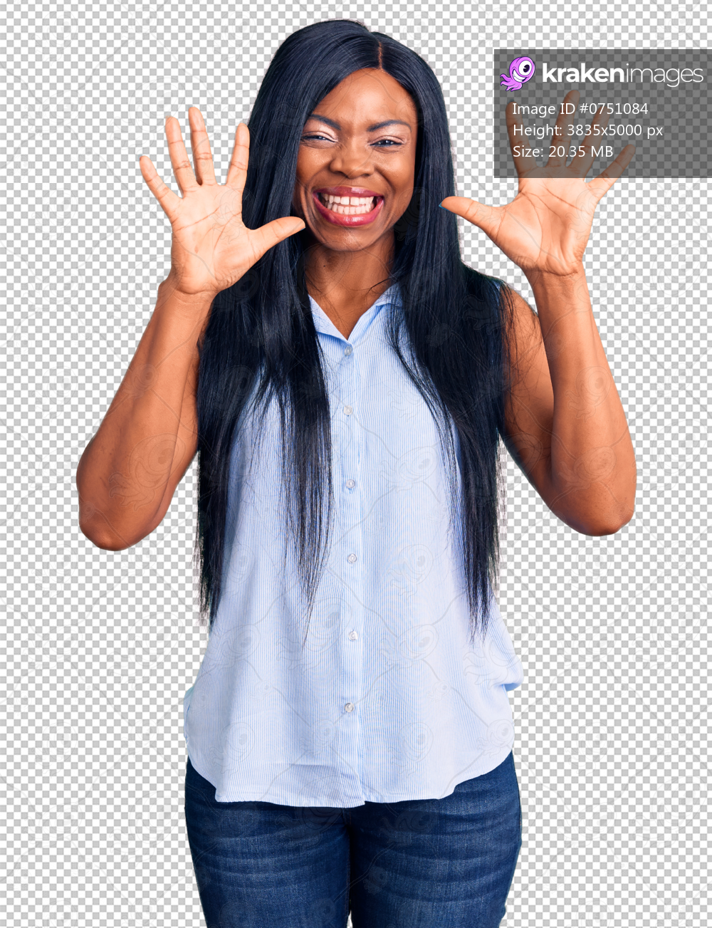 Young african american woman wearing casual clothes showing and pointing up with fingers number ten while smiling confident and happy.