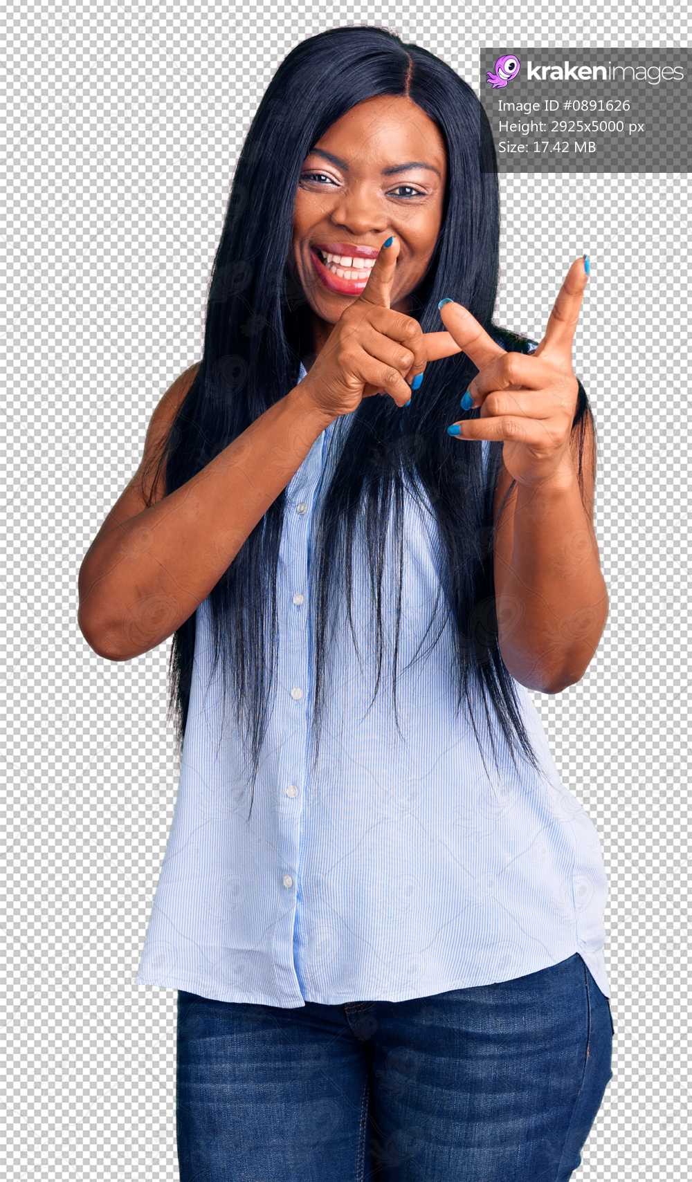 Young african american woman wearing casual clothes pointing fingers to camera with happy and funny face. good energy and vibes.
