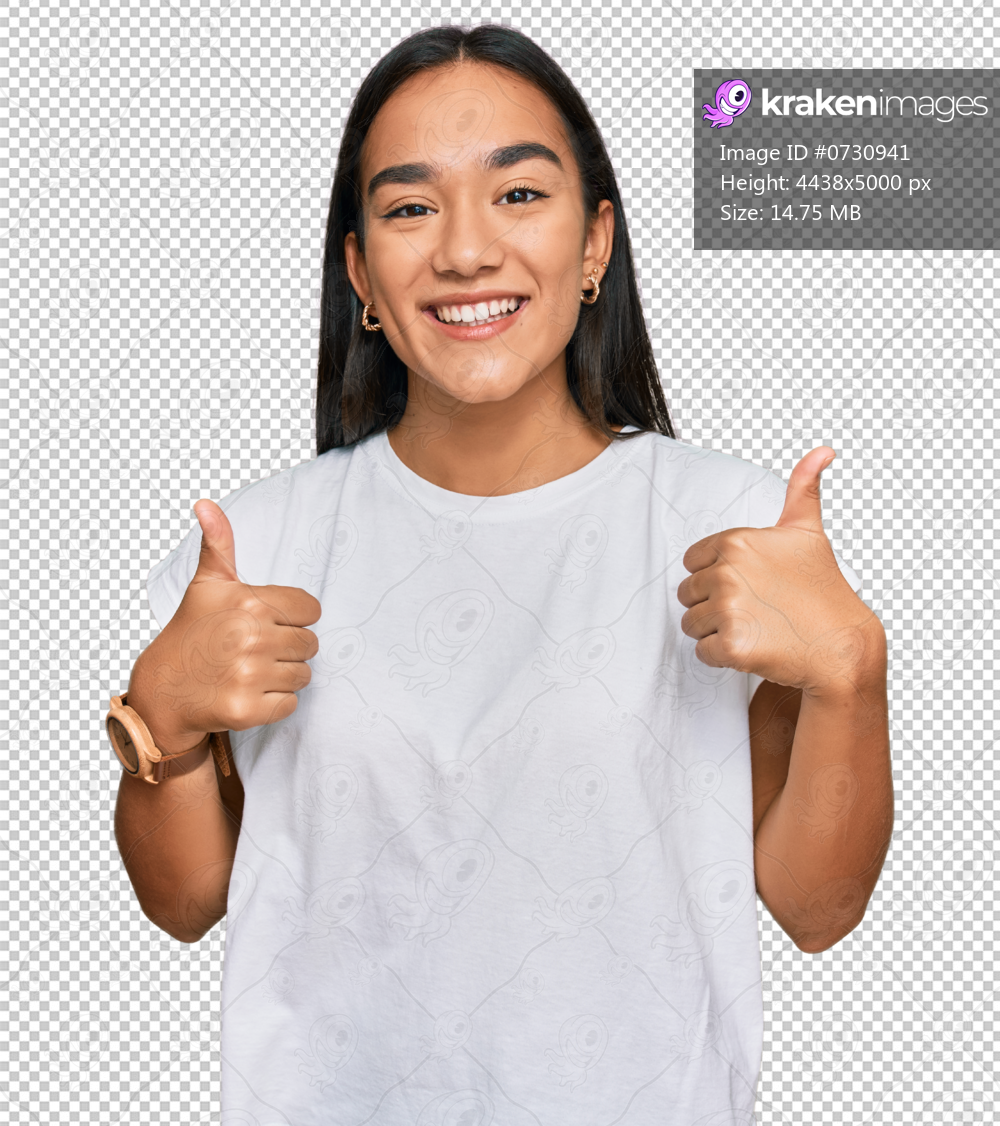Young asian woman wearing casual white t shirt success sign doing positive gesture with hand, thumbs up smiling and happy. cheerful expression and winner gesture.