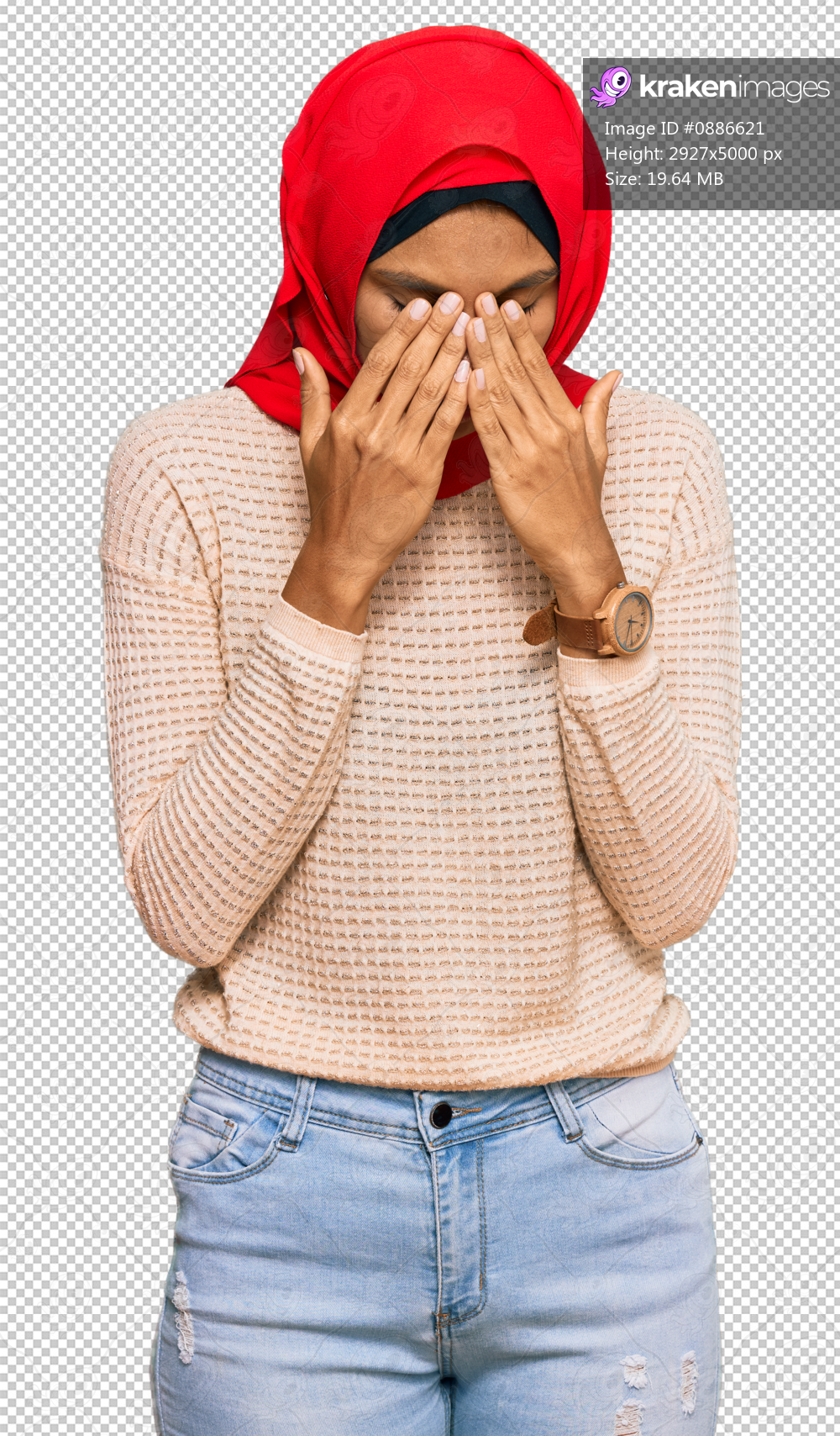 Young african american woman wearing traditional islamic hijab scarf rubbing eyes for fatigue and headache, sleepy and tired expression. vision problem