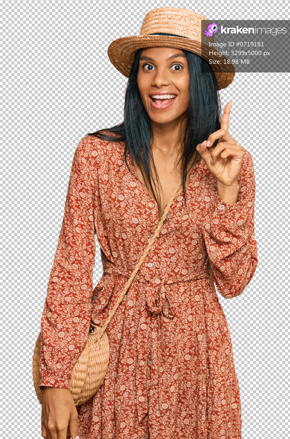Young african american woman wearing summer hat showing and pointing up with finger number one while smiling confident and happy.