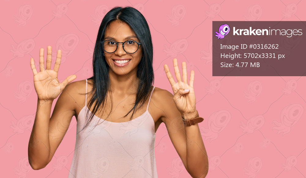 Young african american woman wearing casual clothes and glasses showing and pointing up with fingers number nine while smiling confident and happy. 