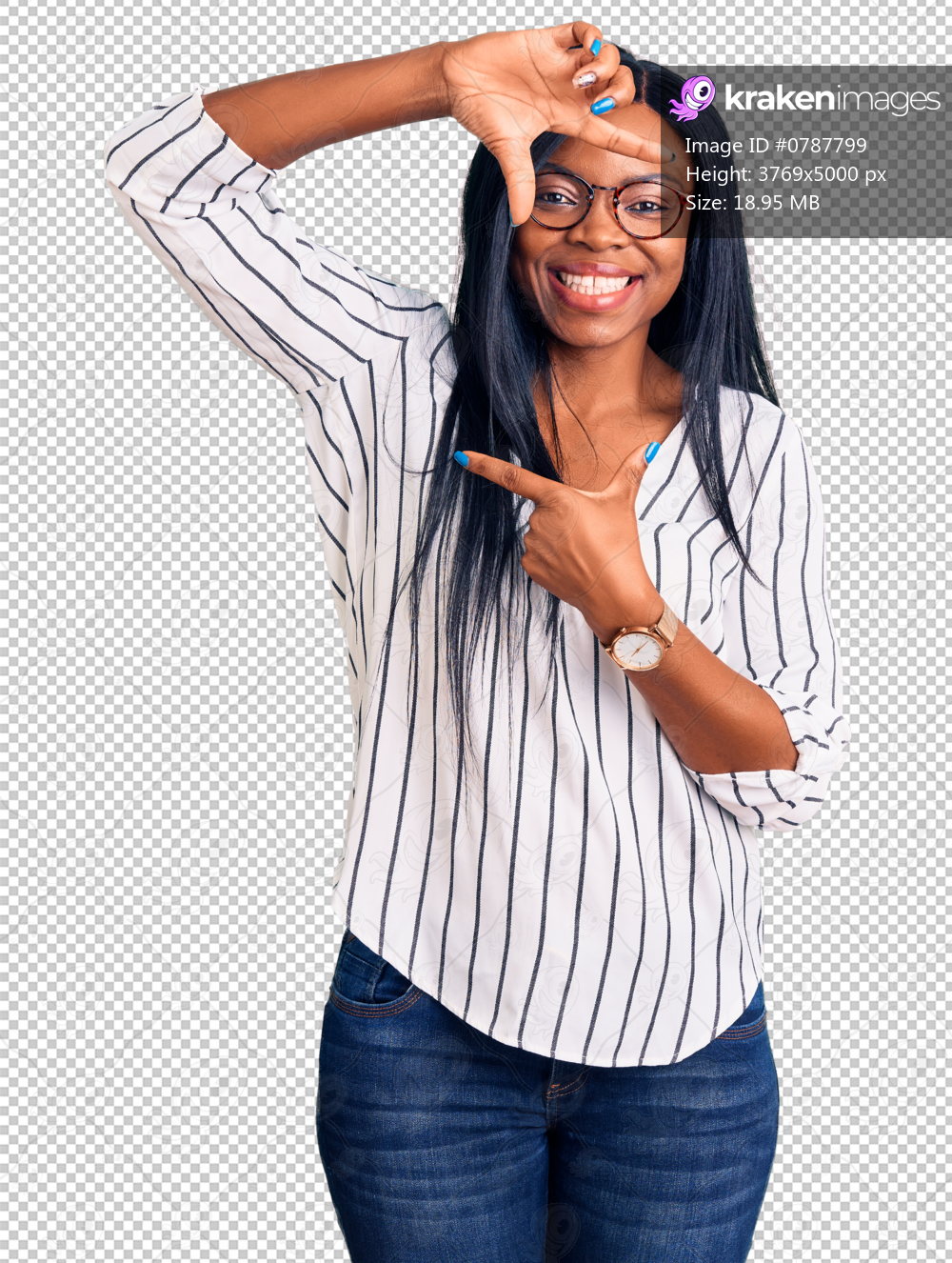 Young african american woman wearing casual clothes and glasses smiling making frame with hands and fingers with happy face. creativity and photography concept.