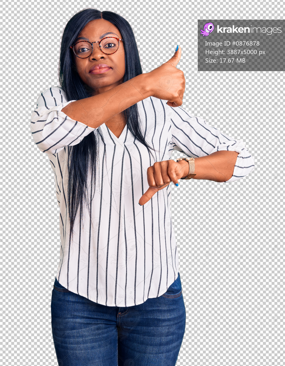 Young african american woman wearing casual clothes and glasses doing thumbs up and down, disagreement and agreement expression. crazy conflict