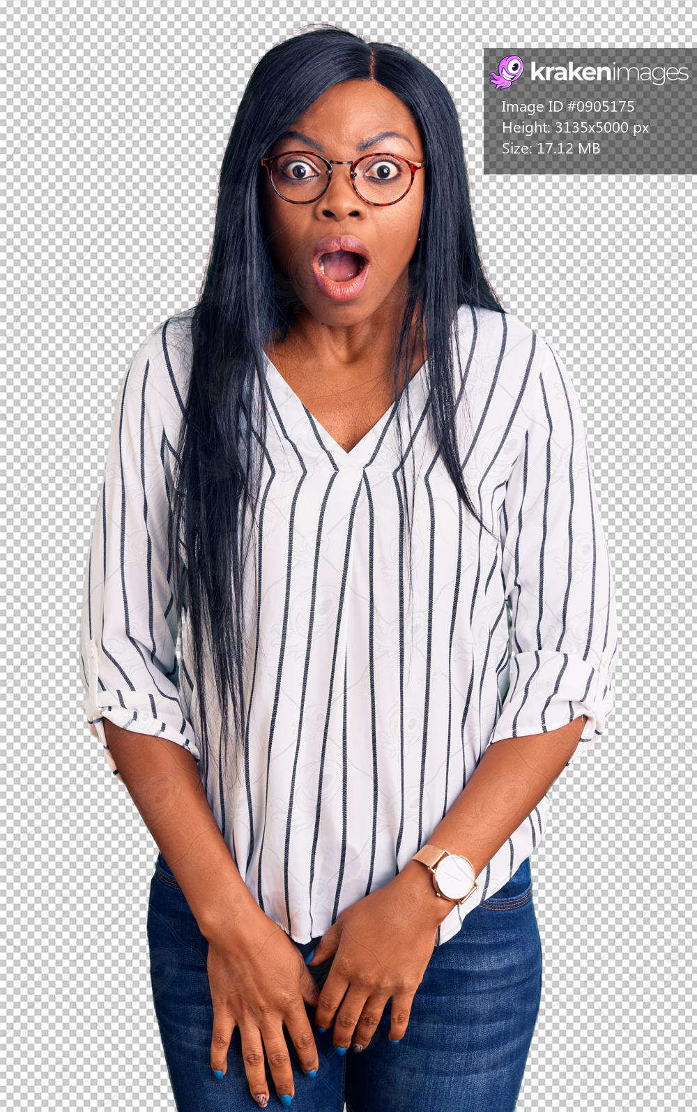 Young african american woman wearing casual clothes and glasses afraid and shocked with surprise and amazed expression, fear and excited face.