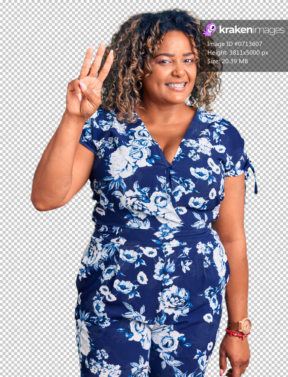 Young african american plus size woman wearing casual clothes showing and pointing up with fingers number three while smiling confident and happy.