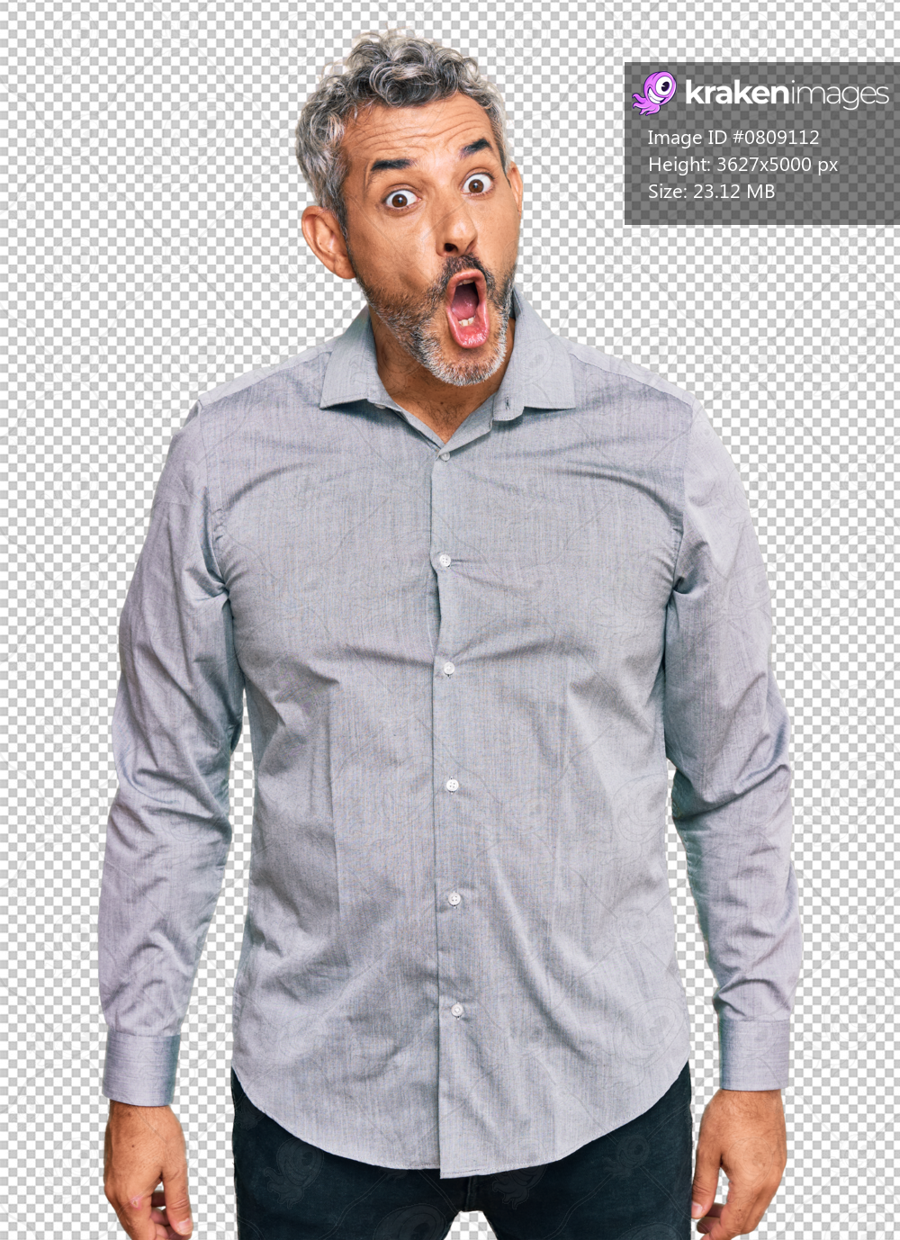 Middle age grey-haired man wearing casual clothes afraid and shocked with surprise expression, fear and excited face.