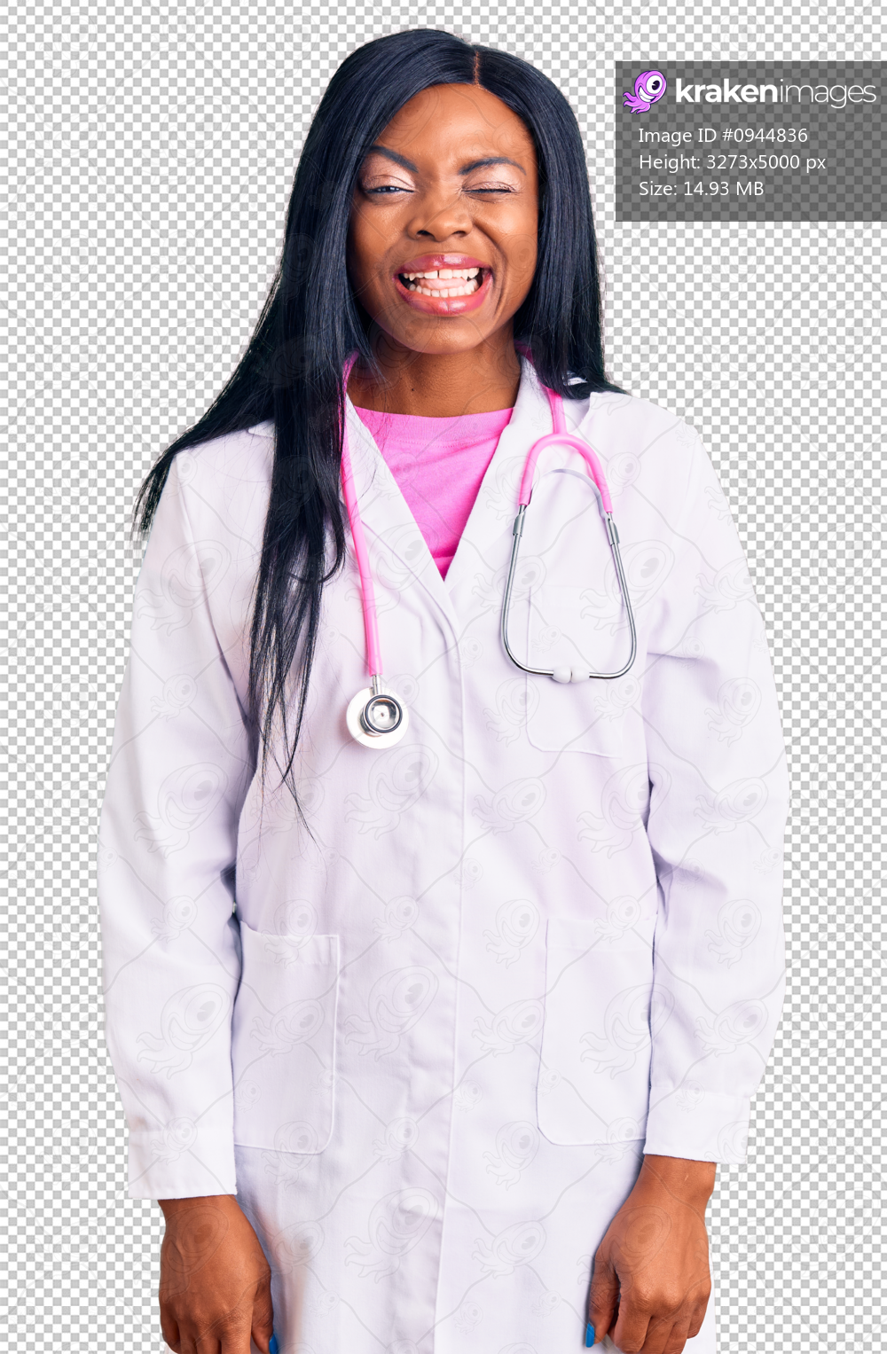 Young african american woman wearing doctor stethoscope winking looking at the camera with sexy expression, cheerful and happy face.