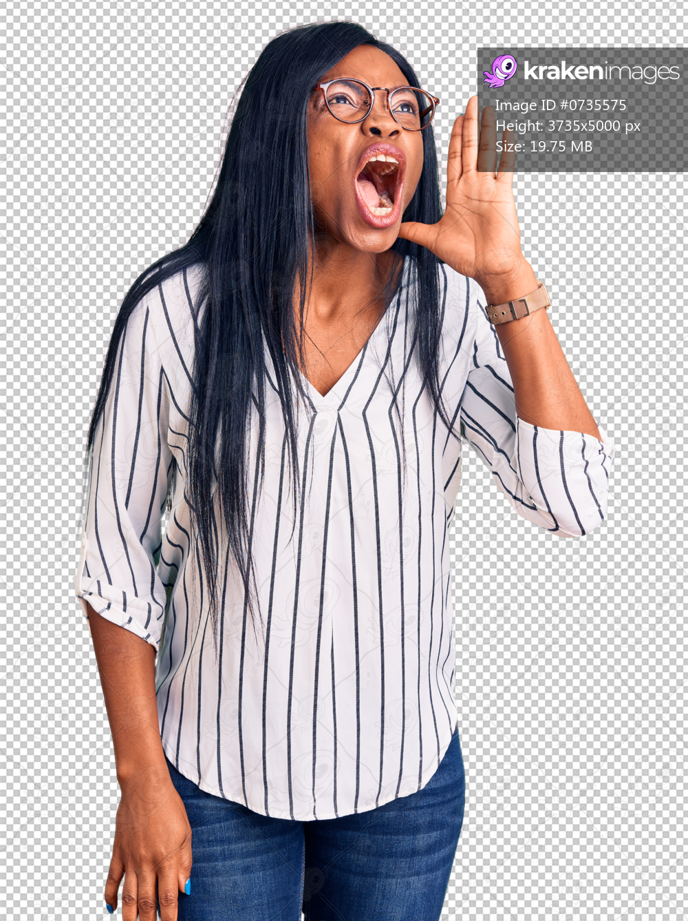 Young african american woman wearing casual clothes and glasses shouting and screaming loud to side with hand on mouth. communication concept.
