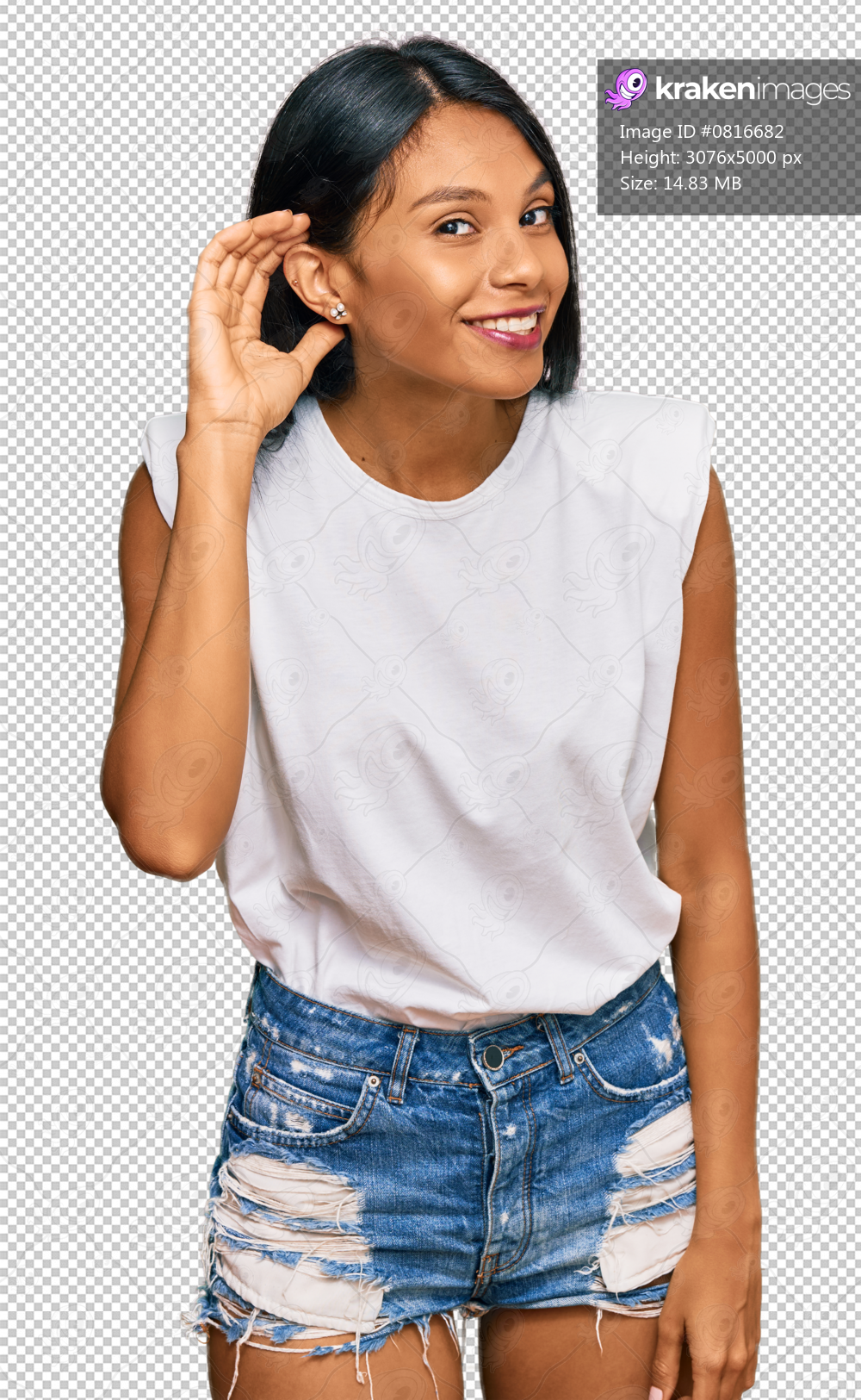 Young african american woman wearing casual clothes smiling with hand over ear listening an hearing to rumor or gossip. deafness concept.