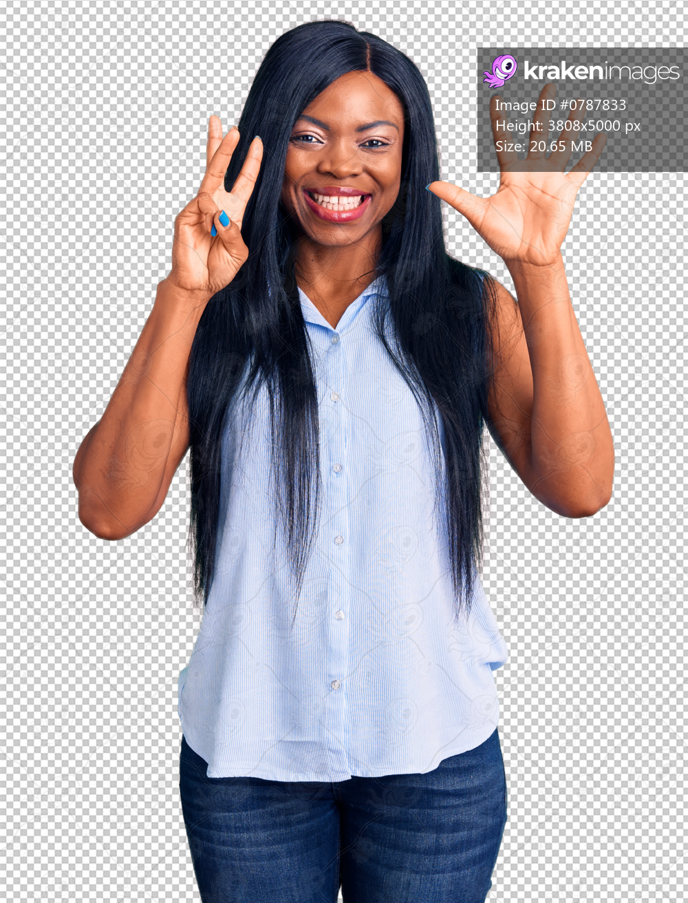 Young african american woman wearing casual clothes showing and pointing up with fingers number eight while smiling confident and happy.
