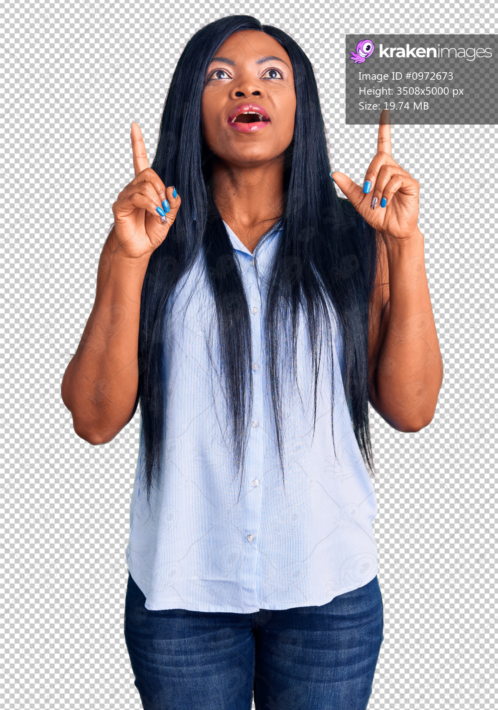 Young african american woman wearing casual clothes amazed and surprised looking up and pointing with fingers and raised arms.