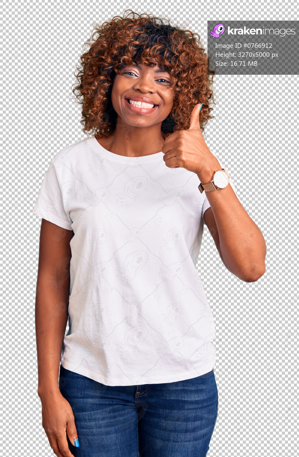 Young african american woman wearing casual white tshirt doing happy thumbs up gesture with hand. approving expression looking at the camera showing success.