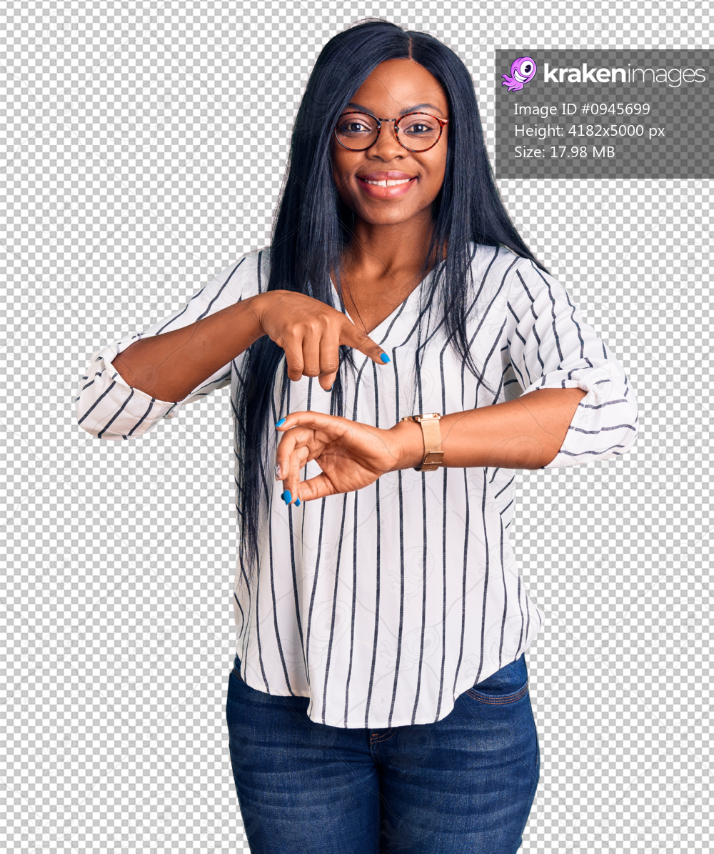 Young african american woman wearing casual clothes and glasses in hurry pointing to watch time, impatience, upset and angry for deadline delay