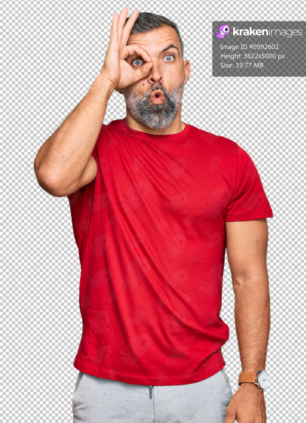 Middle age handsome man wearing casual clothes doing ok gesture shocked with surprised face, eye looking through fingers. unbelieving expression.