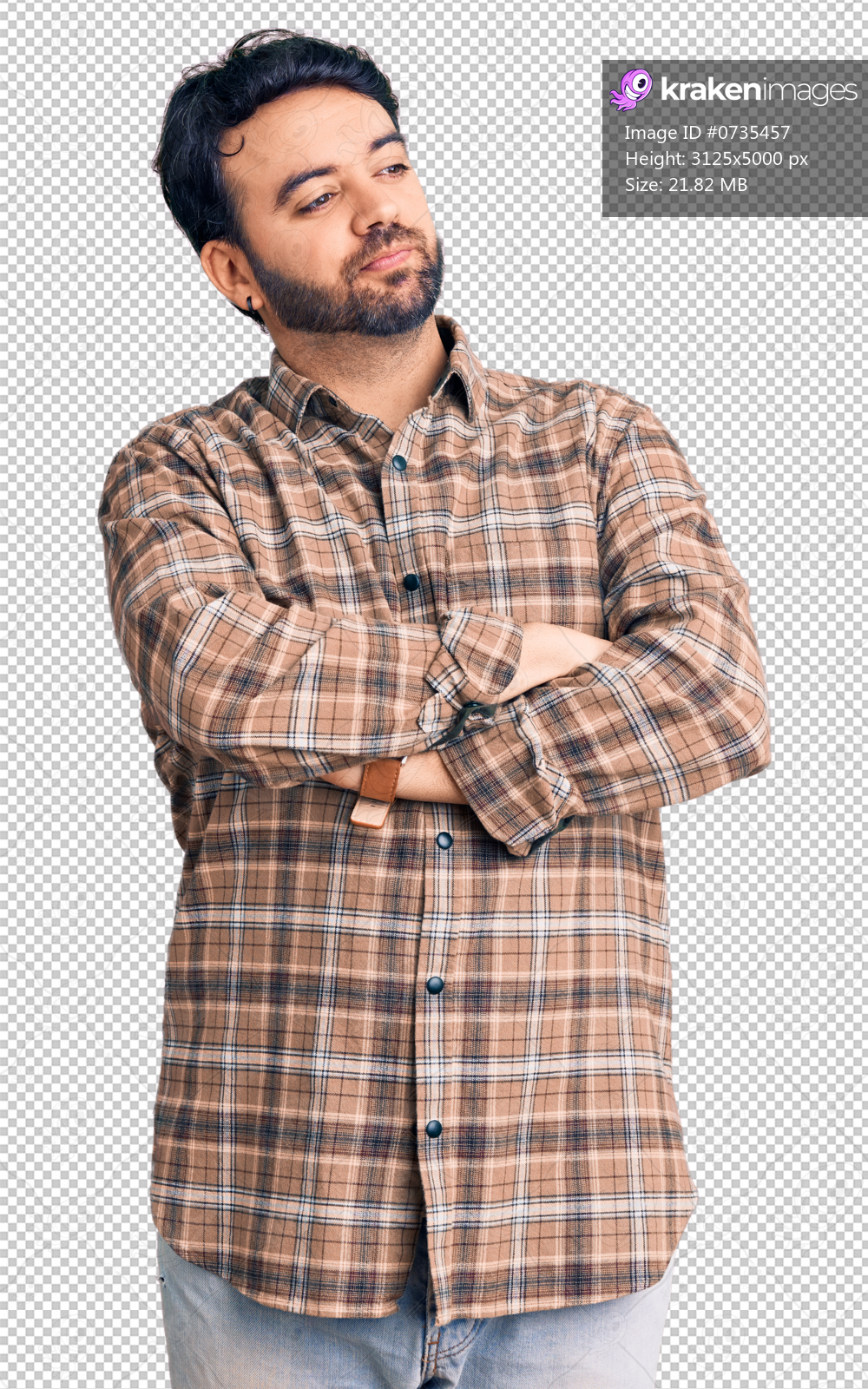 Young hispanic man wearing casual clothes looking to the side with arms crossed convinced and confident