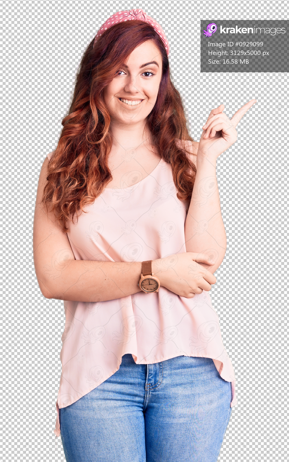 Young beautiful woman wearing casual clothes and diadem smiling happy pointing with hand and finger to the side