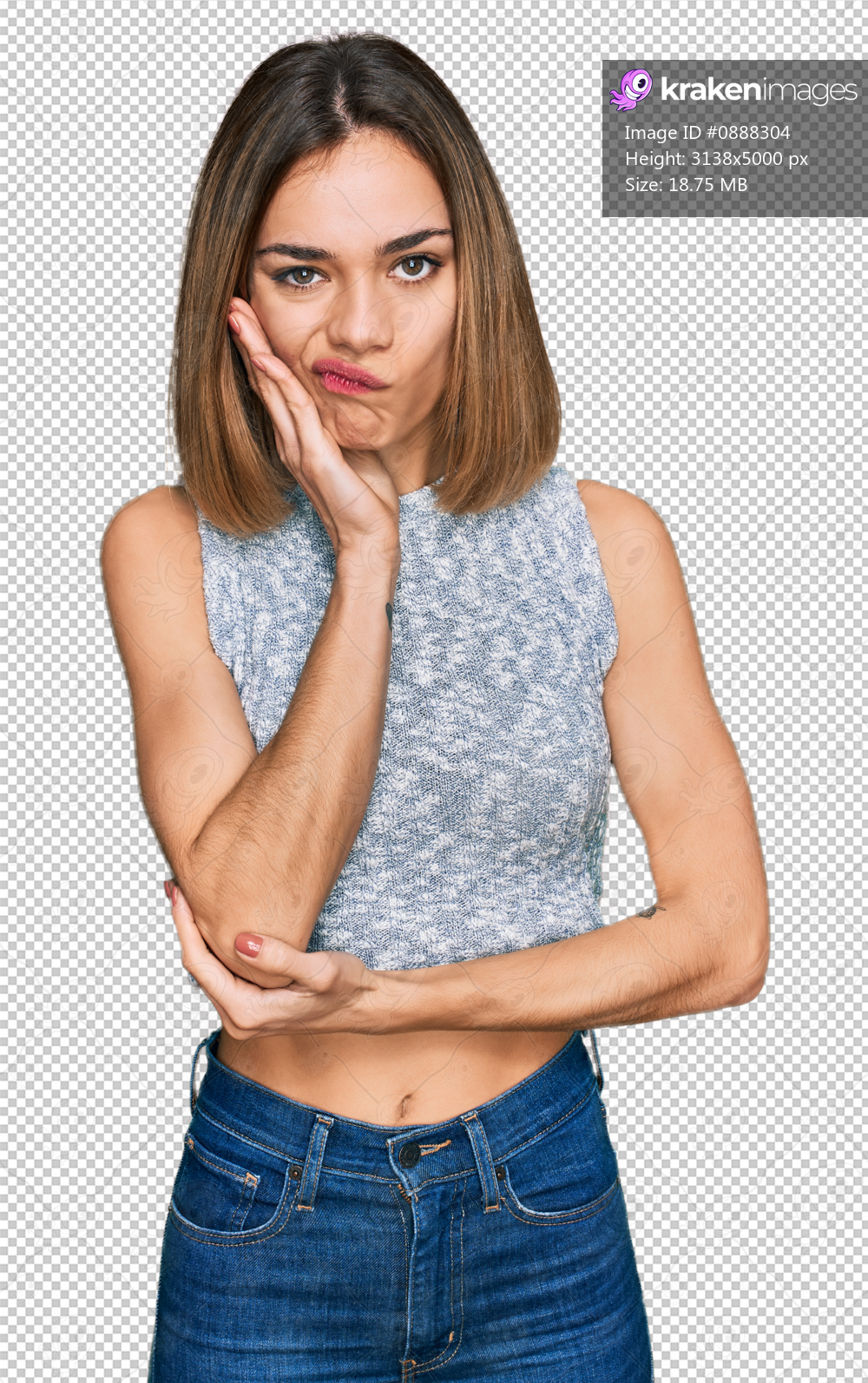 Young blonde girl wearing casual style with sleeveless shirt thinking looking tired and bored with depression problems with crossed arms.