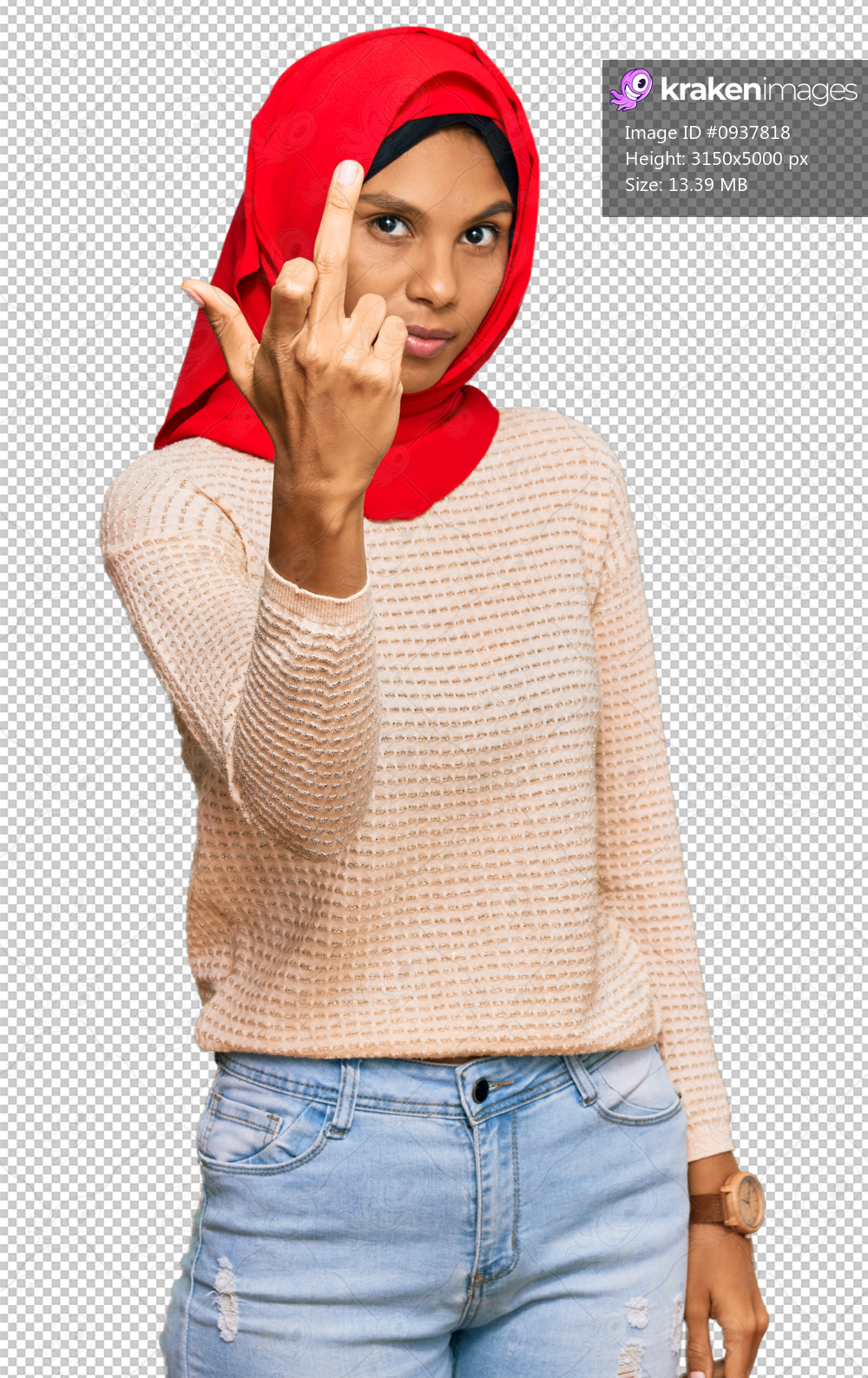 Young african american woman wearing traditional islamic hijab scarf showing middle finger, impolite and rude fuck off expression