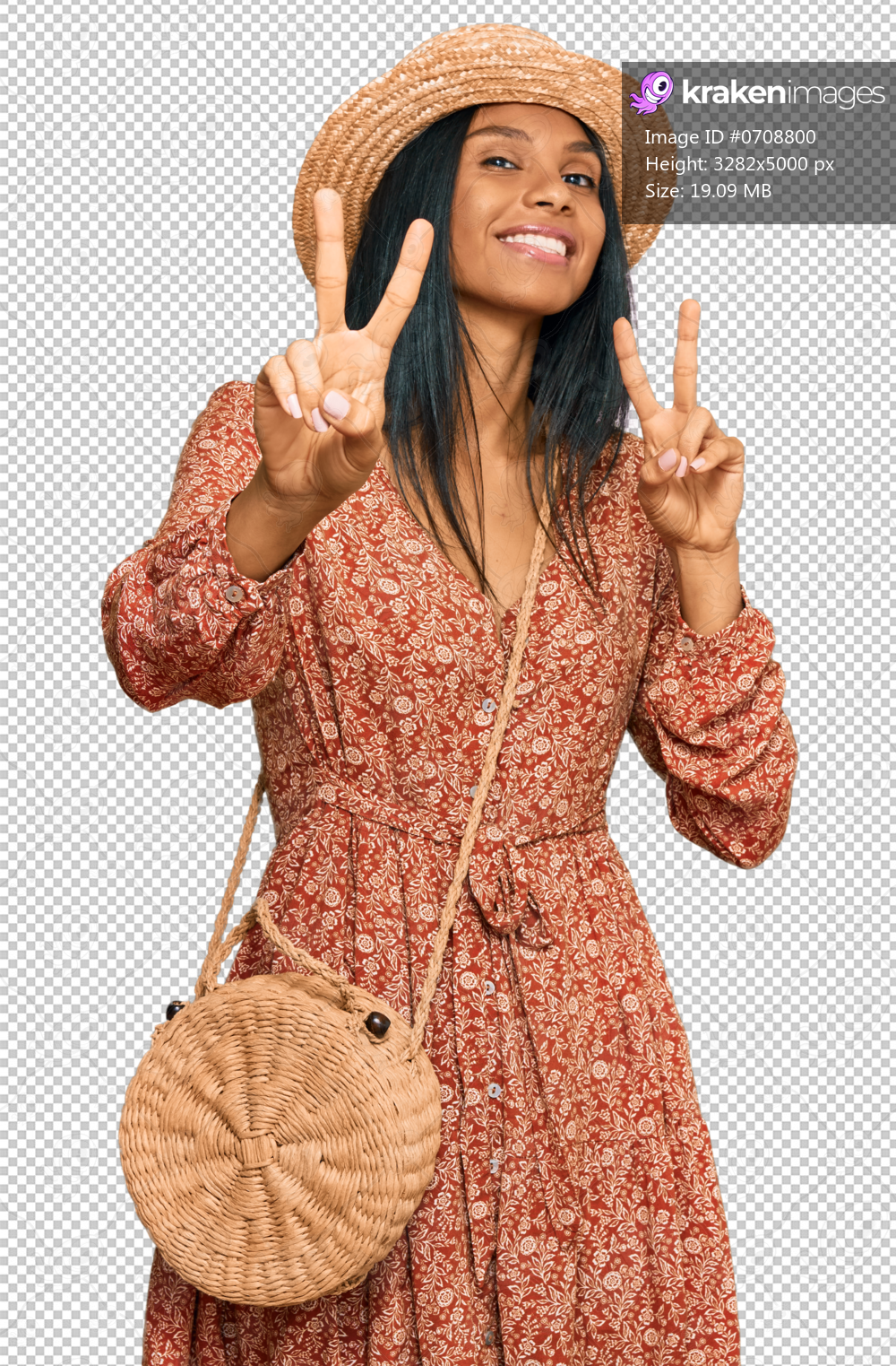 Young african american woman wearing summer hat smiling looking to the camera showing fingers doing victory sign. number two.