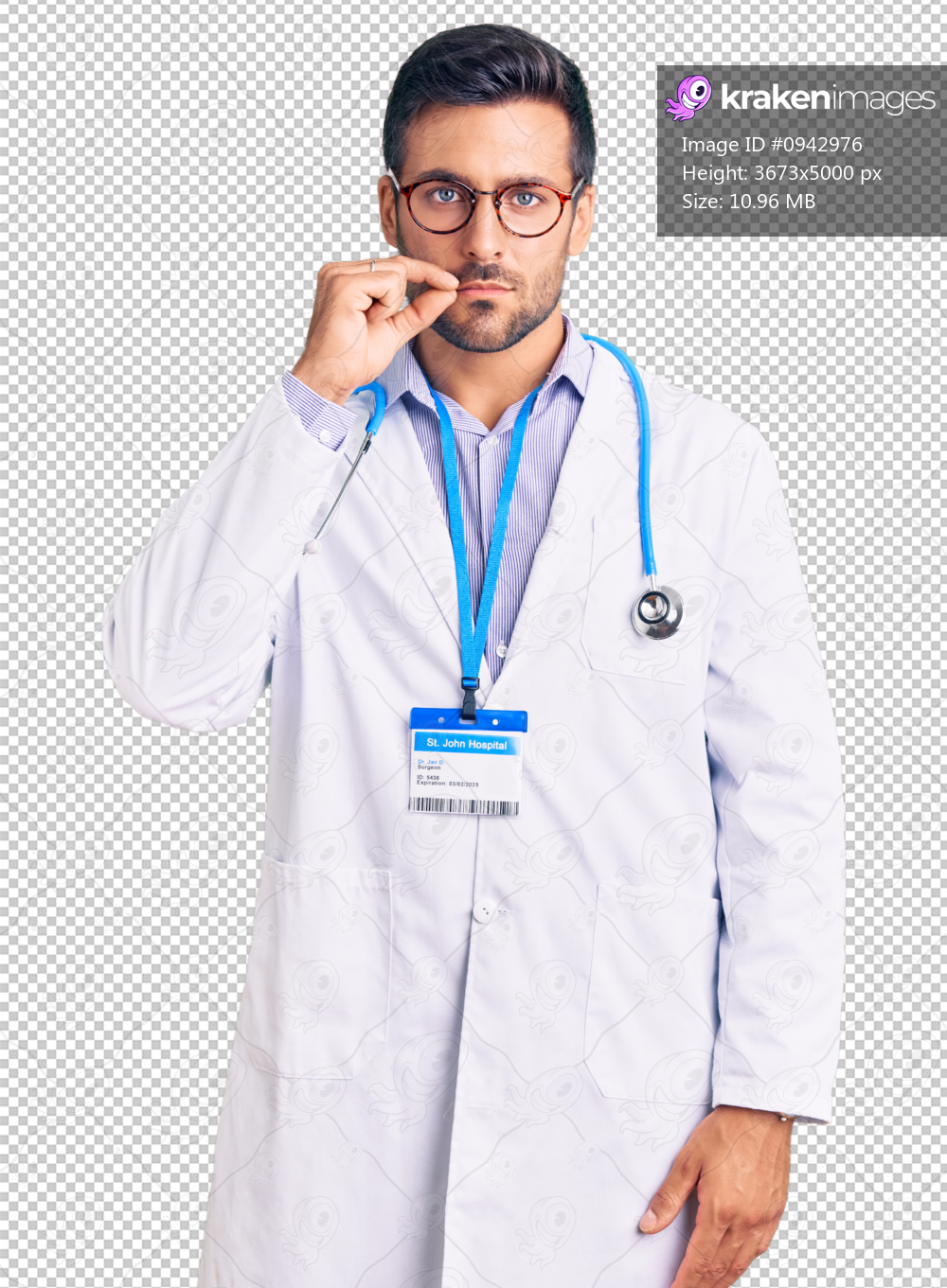 Young hispanic man wearing doctor uniform and stethoscope mouth and lips shut as zip with fingers. secret and silent, taboo talking