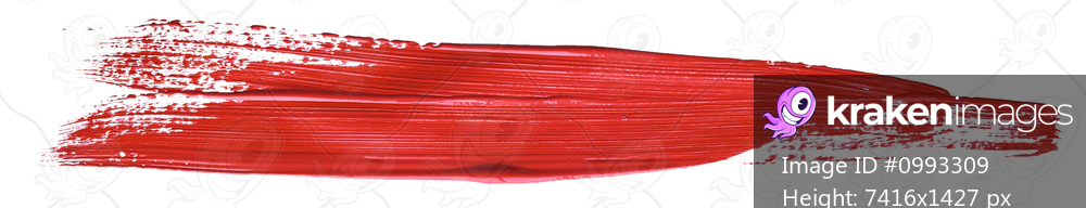 Red colored brush stroke paiting over isolated background, canvas watercolor texture, red lipstick smudge