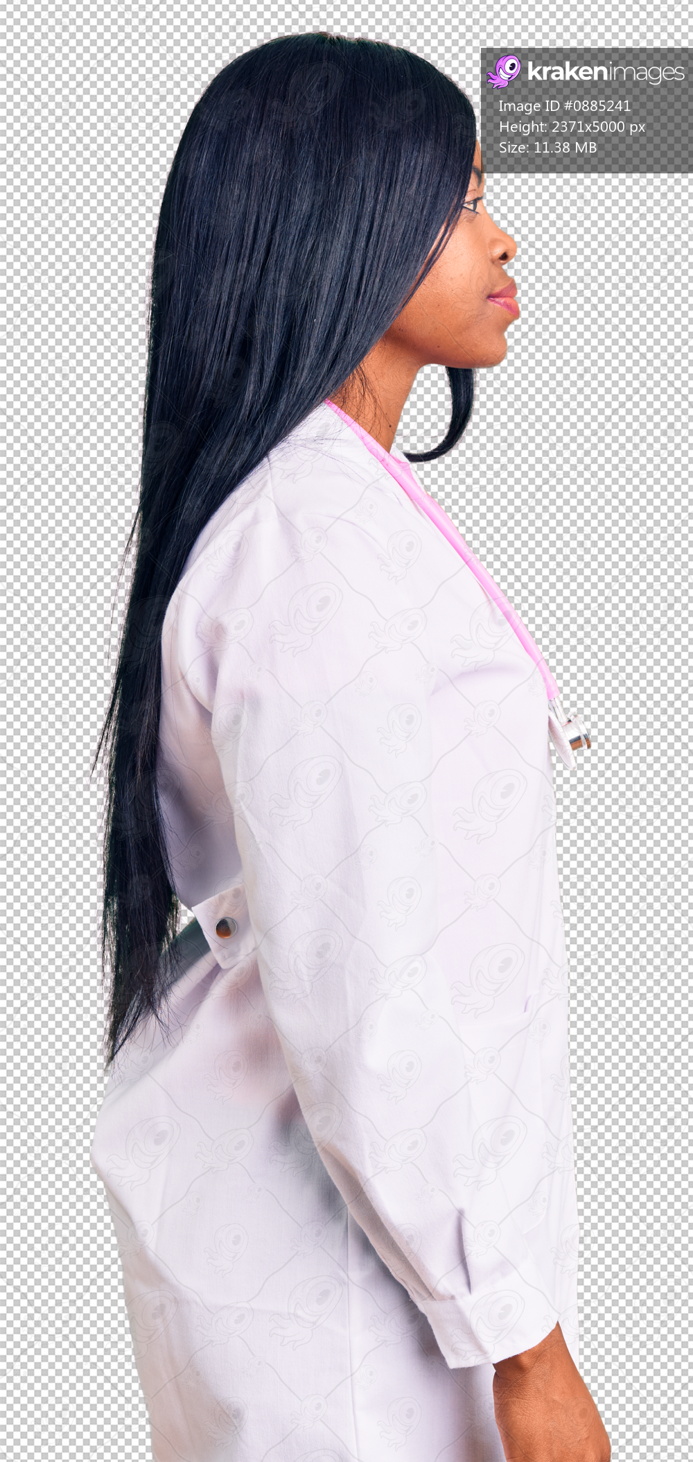 Young african american woman wearing doctor stethoscope looking to side, relax profile pose with natural face and confident smile.
