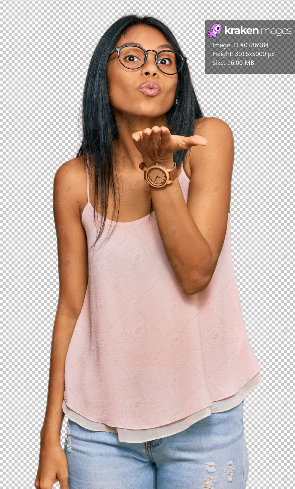 Young african american woman wearing casual clothes and glasses looking at the camera blowing a kiss with hand on air being lovely and sexy. love expression.