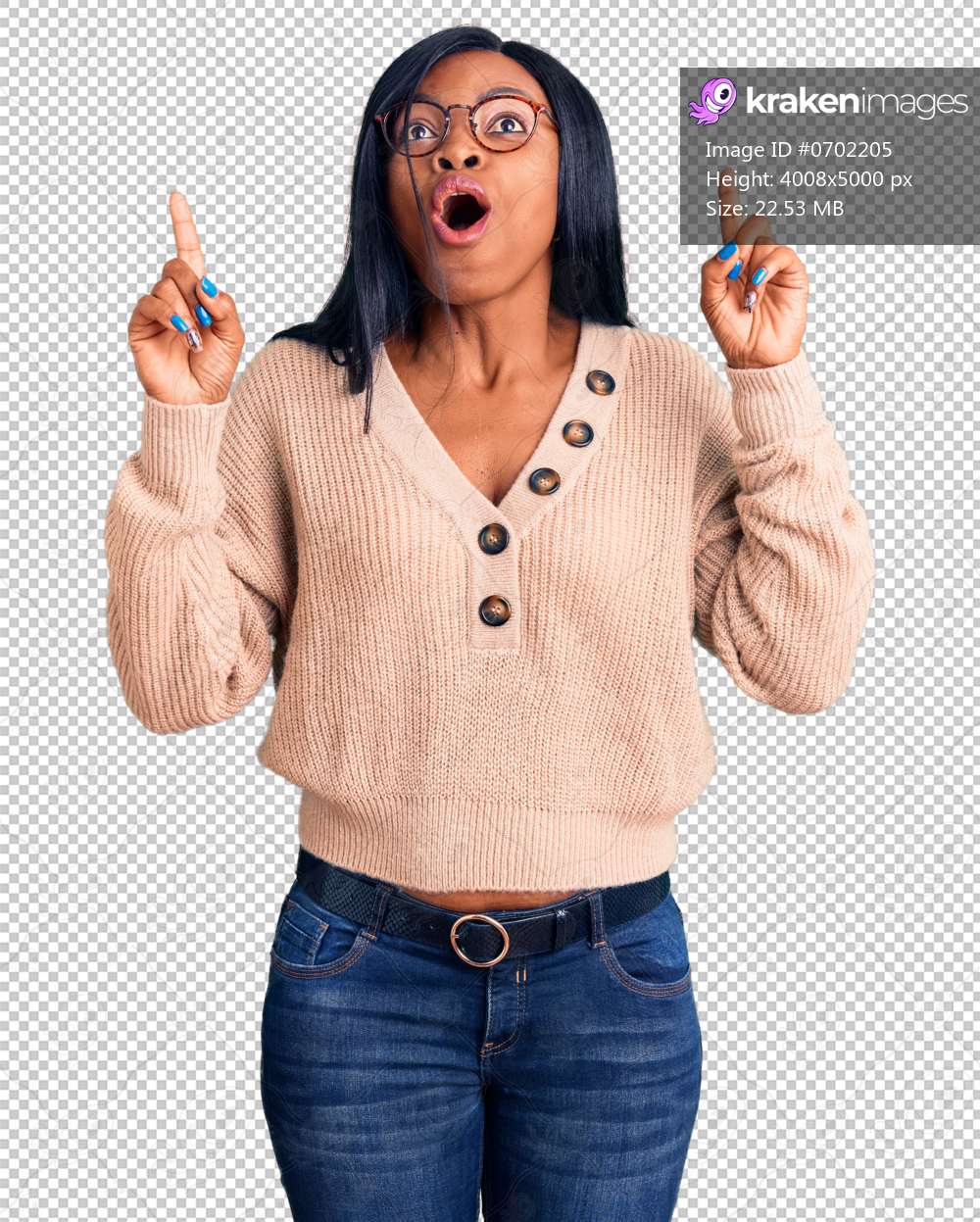 Young african american woman wearing casual clothes amazed and surprised looking up and pointing with fingers and raised arms.
