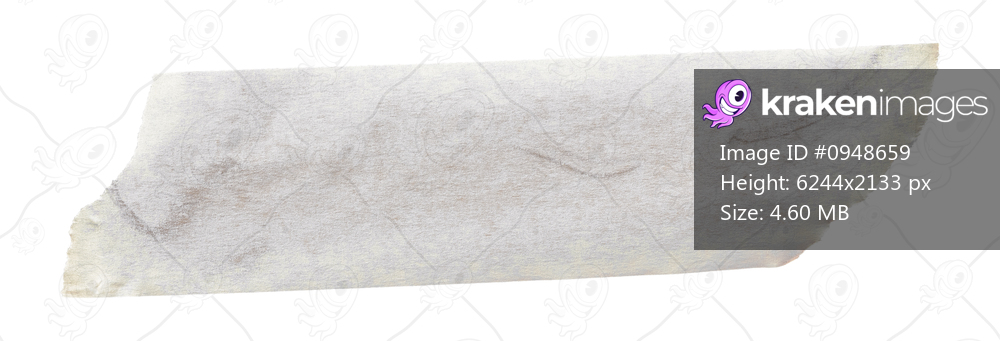 White adhesive paper tape stick over isolated background, blank fastening packaging wrinkled sticker
