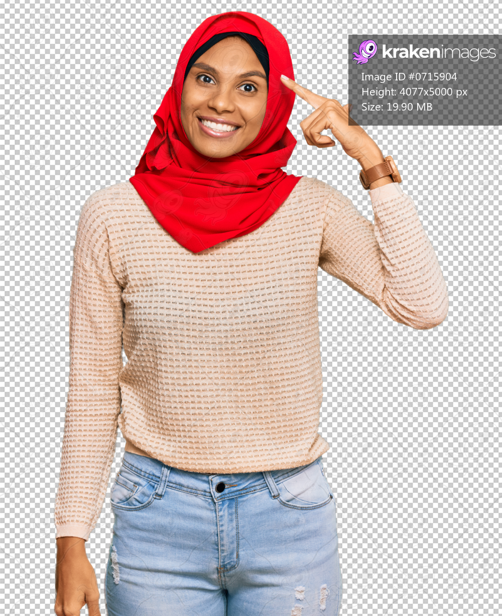 Young african american woman wearing traditional islamic hijab scarf smiling pointing to head with one finger, great idea or thought, good memory