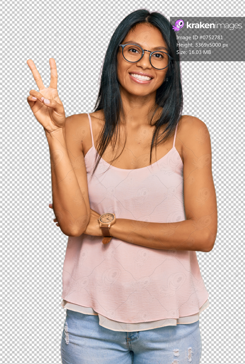 Young african american woman wearing casual clothes and glasses smiling looking to the camera showing fingers doing victory sign. number two.
