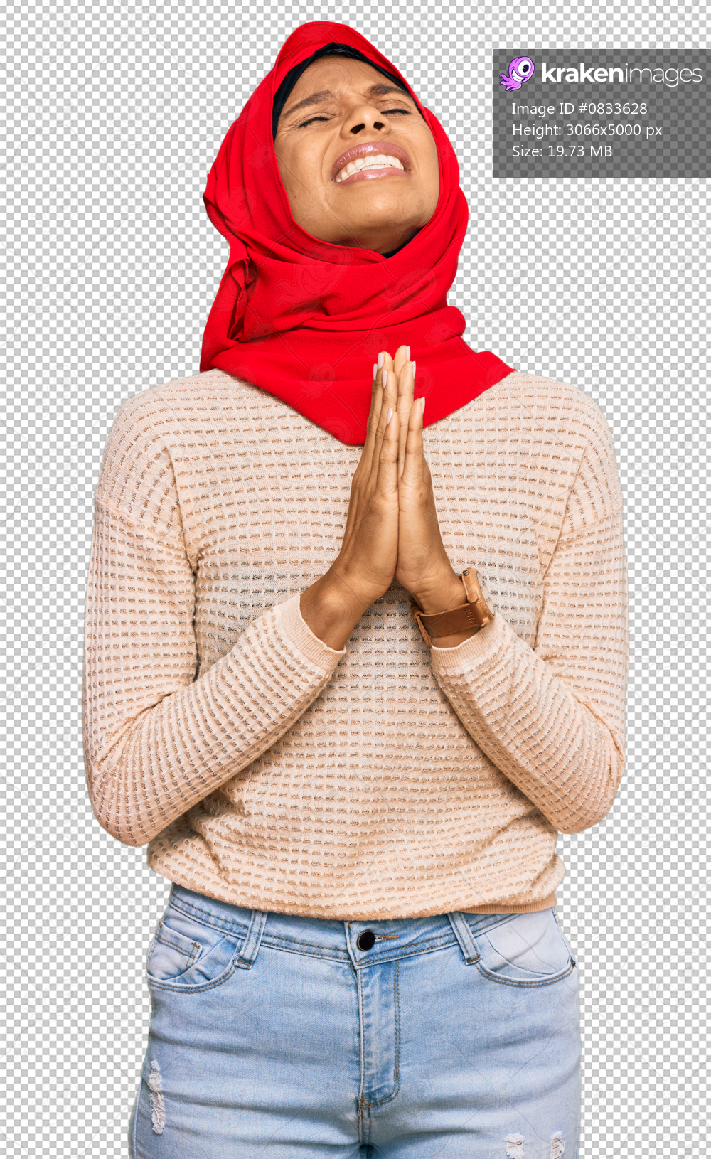 Young african american woman wearing traditional islamic hijab scarf begging and praying with hands together with hope expression on face very emotional and worried. begging.