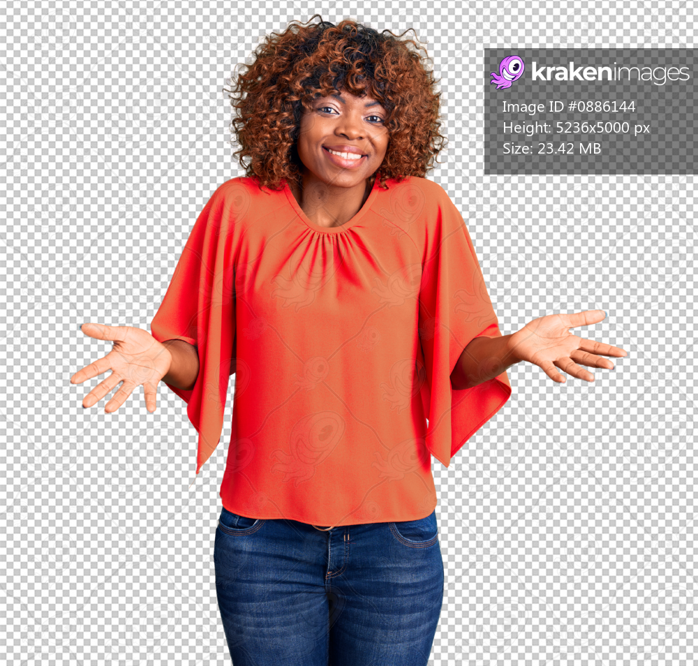 Young african american woman wearing casual clothes clueless and confused expression with arms and hands raised. doubt concept.