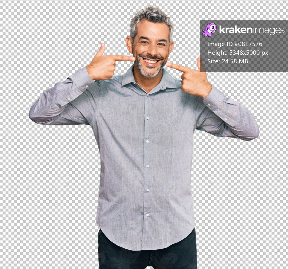 Middle age grey-haired man wearing casual clothes smiling cheerful showing and pointing with fingers teeth and mouth. dental health concept.