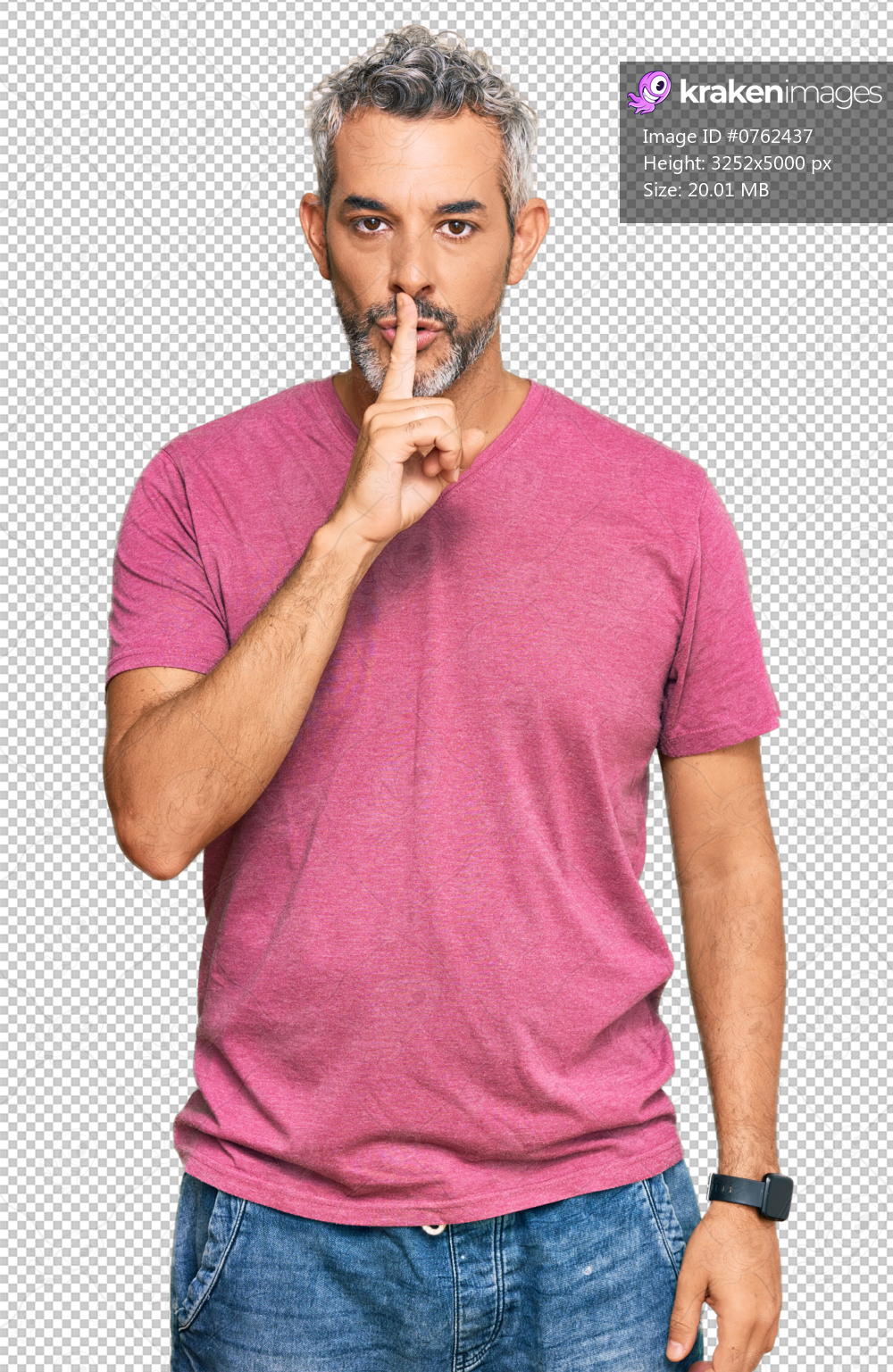Middle age grey-haired man wearing casual clothes asking to be quiet with finger on lips. silence and secret concept.