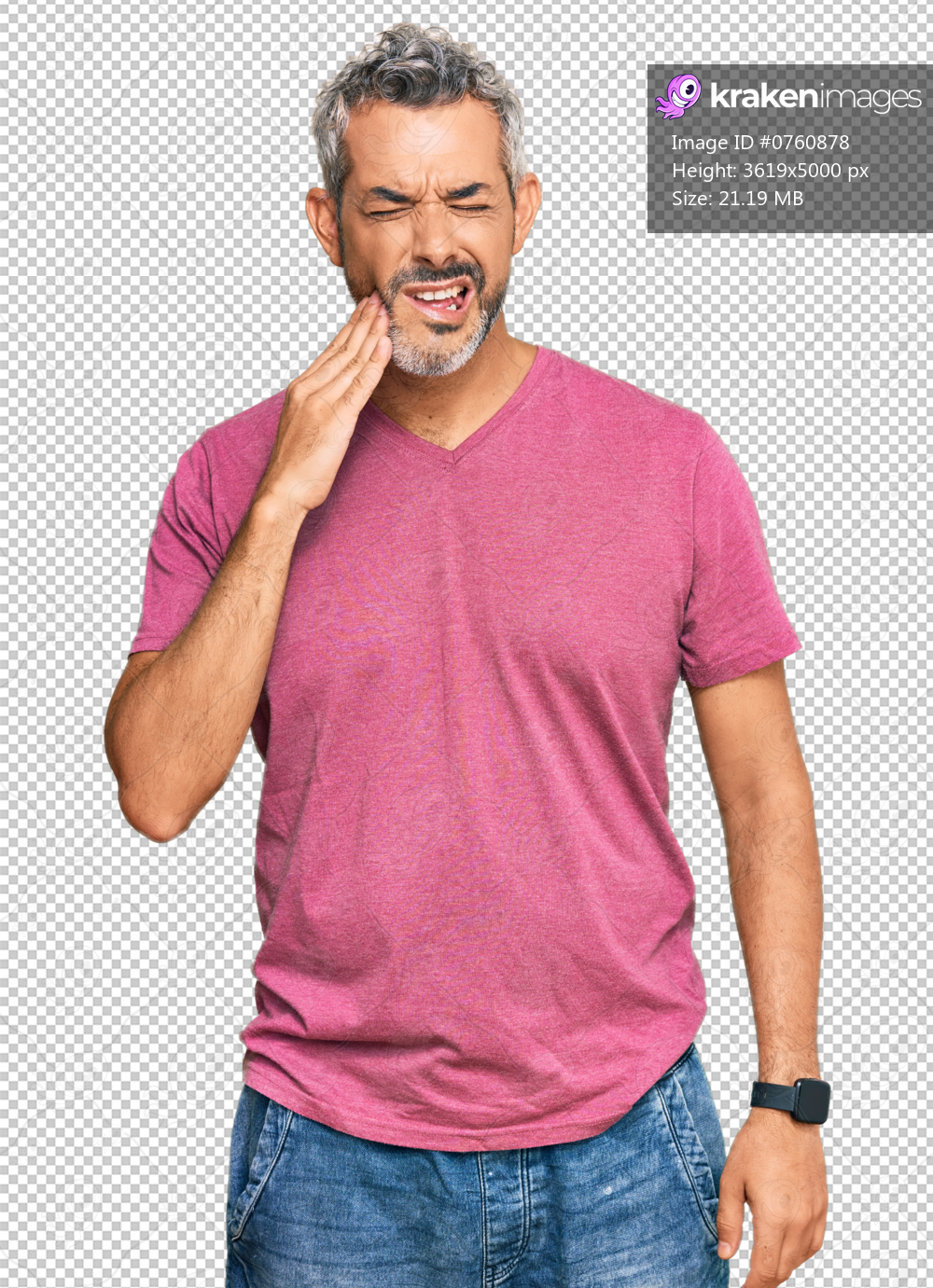 Middle age grey-haired man wearing casual clothes touching mouth with hand with painful expression because of toothache or dental illness on teeth. dentist