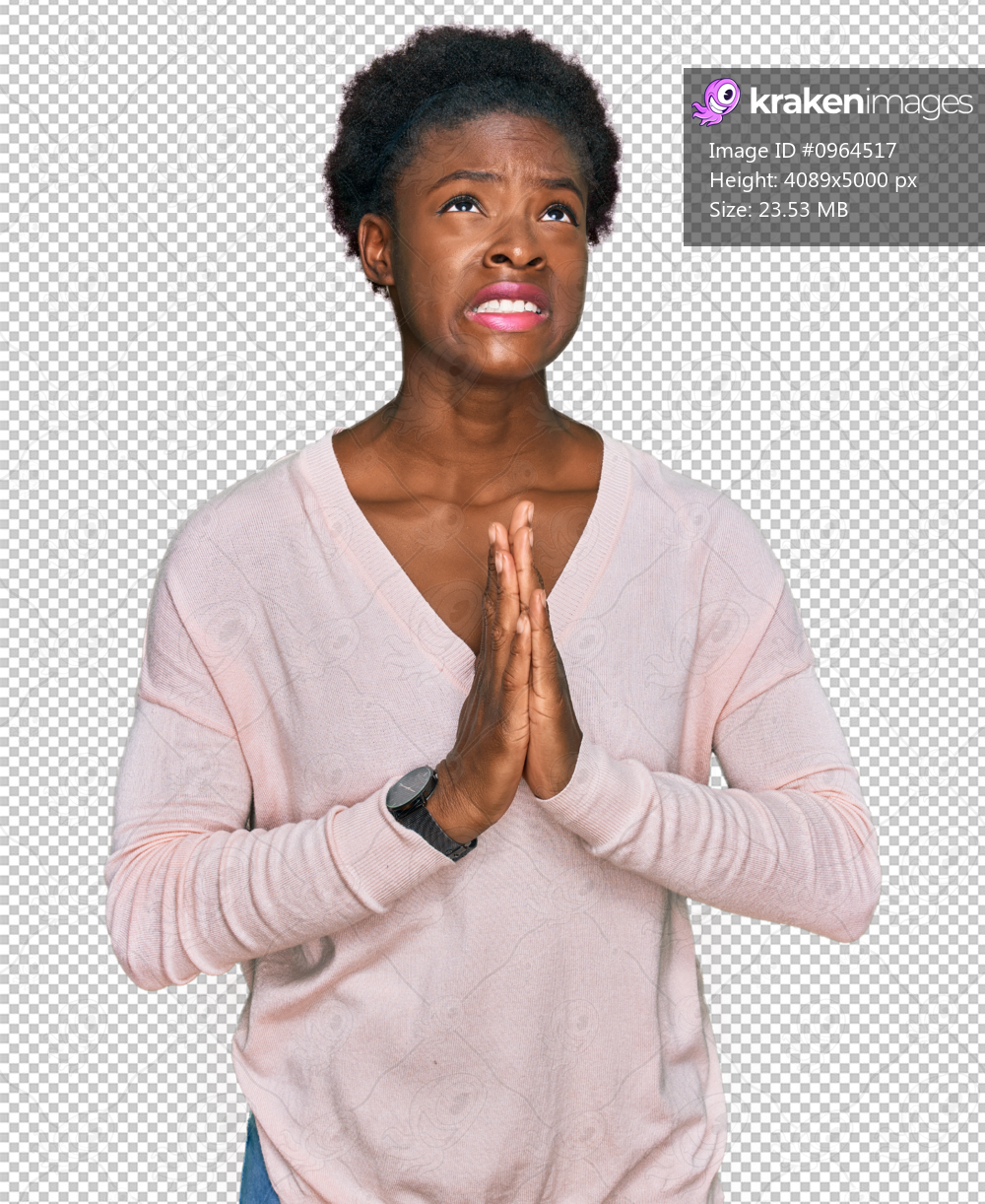 Young african american girl wearing casual clothes begging and praying with hands together with hope expression on face very emotional and worried. begging.