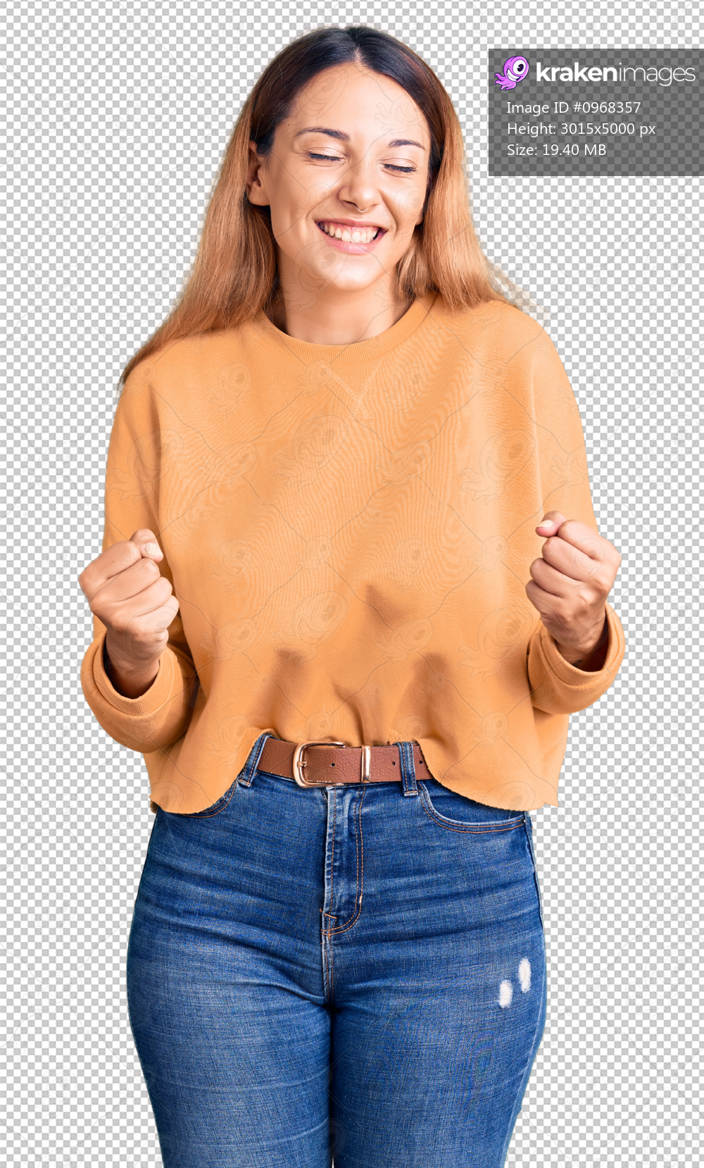 Beautiful young woman wearing casual clothes very happy and excited doing winner gesture with arms raised, smiling and screaming for success. celebration concept.