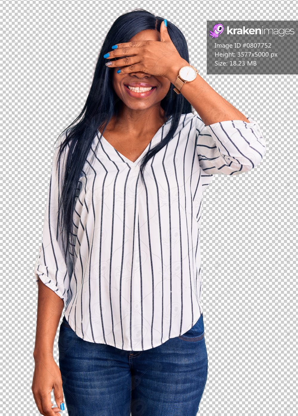 Young african american woman wearing casual clothes and glasses smiling and laughing with hand on face covering eyes for surprise. blind concept.