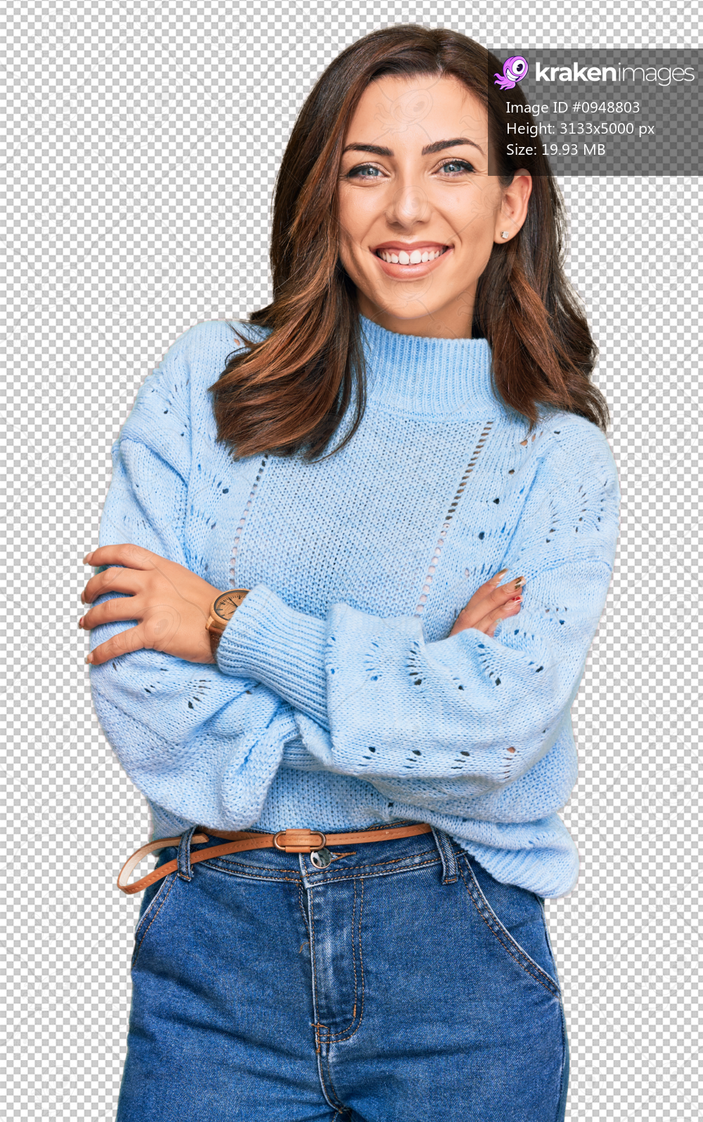Young brunette woman wearing casual winter sweater happy face smiling with crossed arms looking at the camera. positive person.