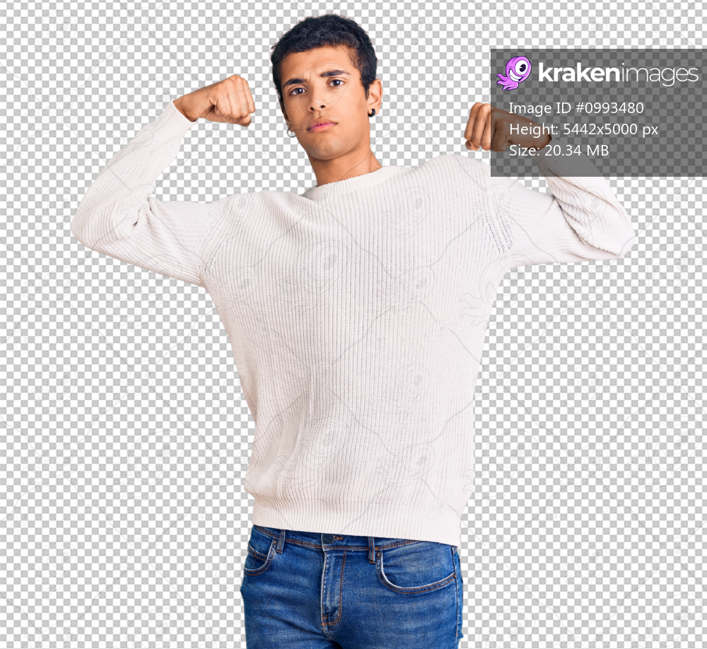 Young african amercian man wearing casual clothes showing arms muscles smiling proud. fitness concept.