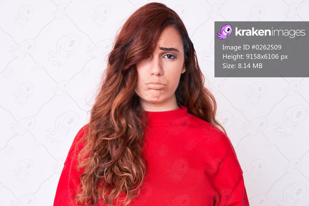 Young beautiful woman wearing casual clothes depressed and worry for distress, crying angry and afraid. sad expression. 