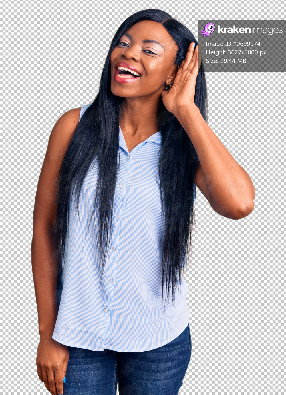Young african american woman wearing casual clothes smiling with hand over ear listening an hearing to rumor or gossip. deafness concept.