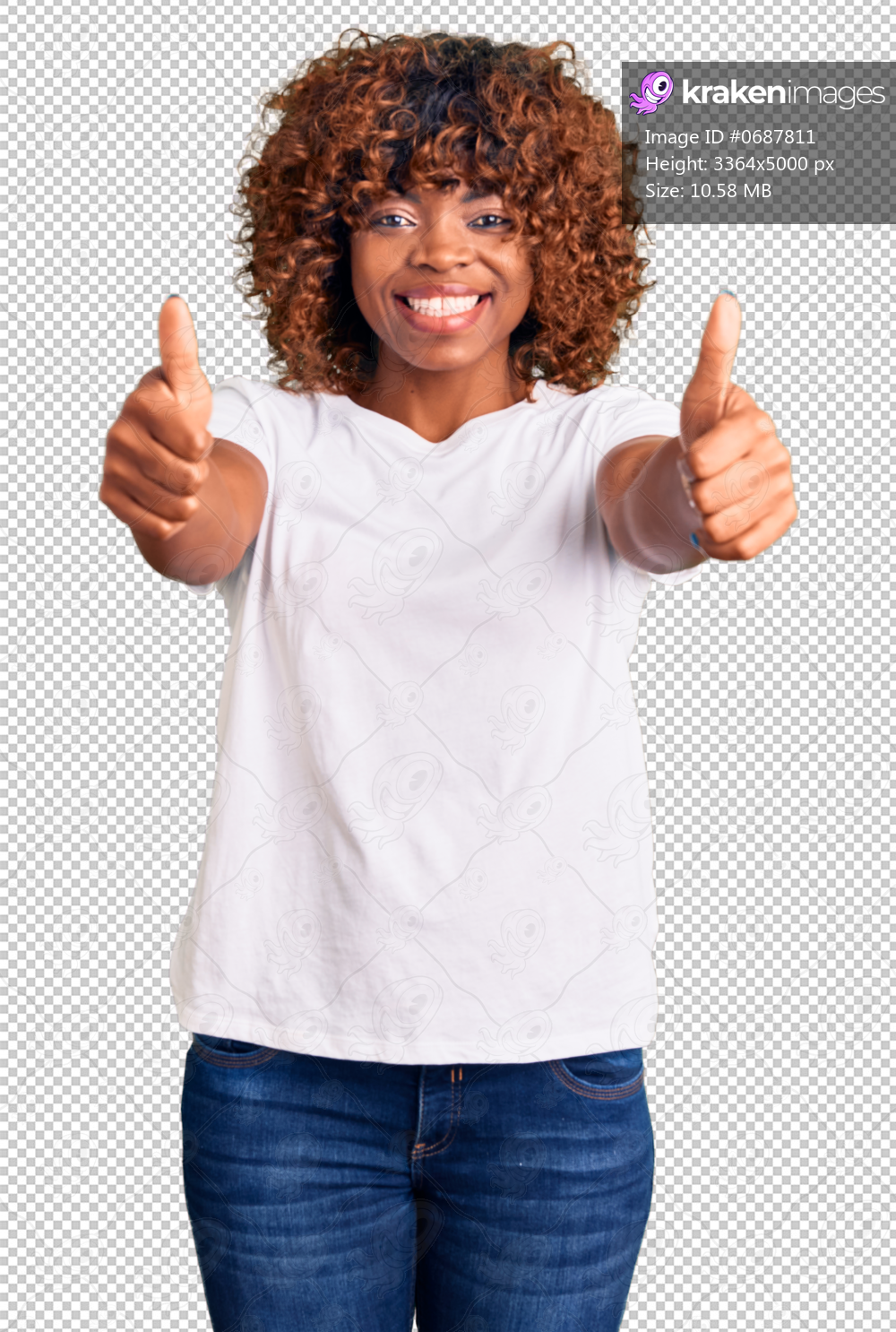 Young african american woman wearing casual white tshirt approving doing positive gesture with hand, thumbs up smiling and happy for success. winner gesture.