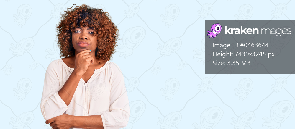 Young african american woman wearing casual clothes serious face thinking about question with hand on chin, thoughtful about confusing idea 