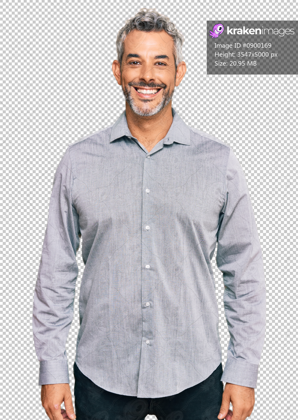 Middle age grey-haired man wearing casual clothes with a happy and cool smile on face. lucky person.