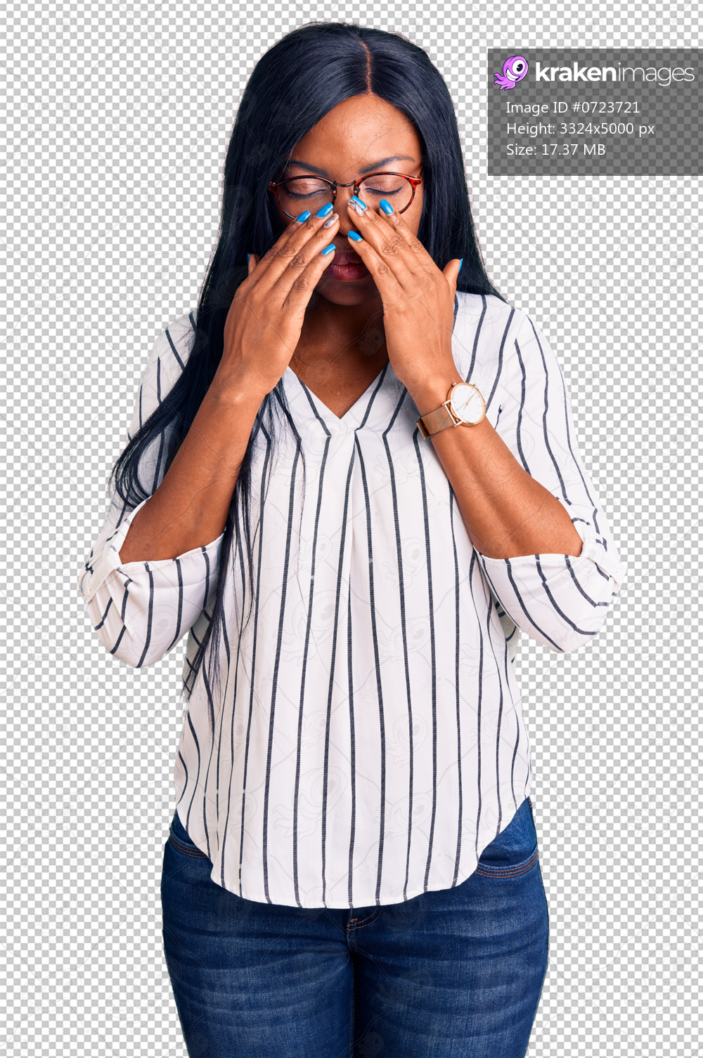 Young african american woman wearing casual clothes and glasses rubbing eyes for fatigue and headache, sleepy and tired expression. vision problem