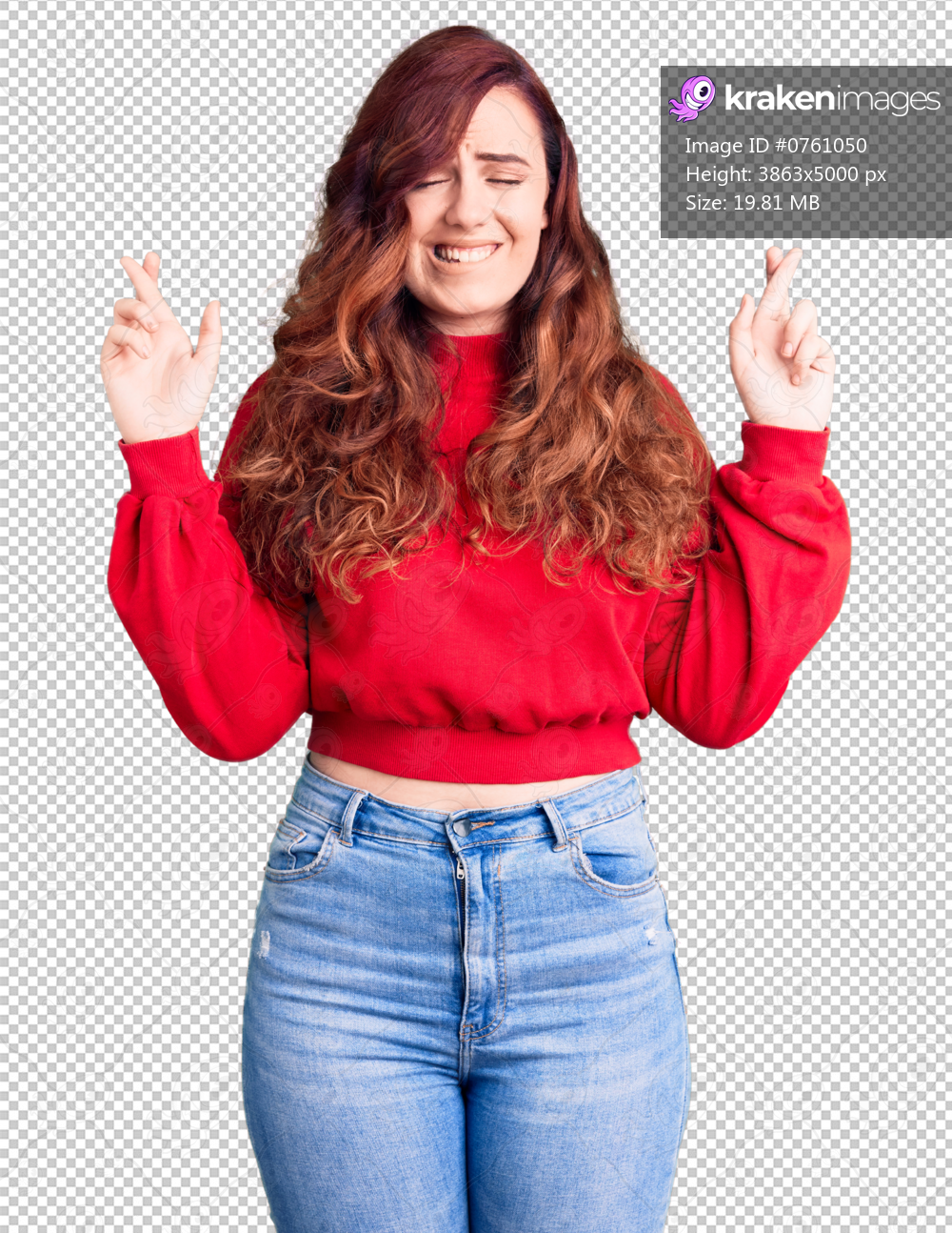Young beautiful woman wearing casual winter sweater gesturing finger crossed smiling with hope and eyes closed. luck and superstitious concept.